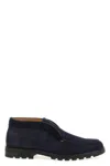 Santoni Midnight Bue Suede Desert Slip-ons In Blue
