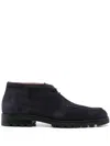 Santoni Rock Lace-up Suede Boots In Blau