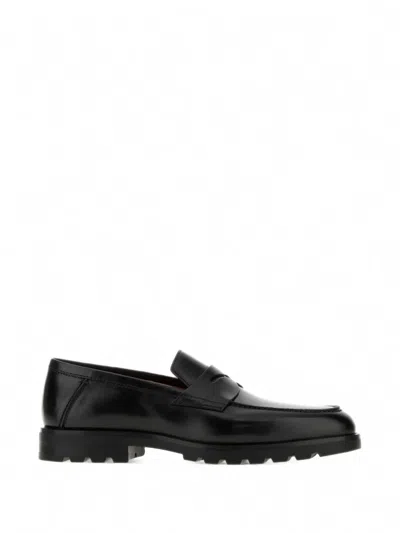 Santoni Rock Leather Loafers In Black