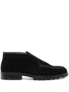 Santoni Suede Elasticized Boots Rubber Sole In Black
