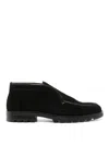Santoni Suede Elasticized Boots Rubber Sole In Black