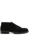 Santoni Suede Elasticized Boots Rubber Sole In Black