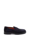 Santoni Almond-toe Penny Loafers In Blue