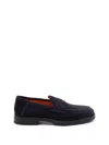 Santoni Almond-toe Penny Loafers In Blue