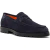Santoni Suede Penny Loafers In Blue