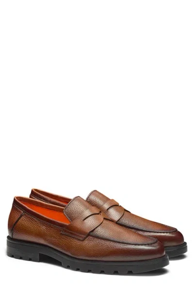 Santoni Rock Penny Loafer In Brown
