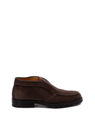 Santoni `rock` Slip-on Loafers In Brown