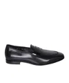 Santoni Crafted From Premium Glossy Leather Loafer In Black