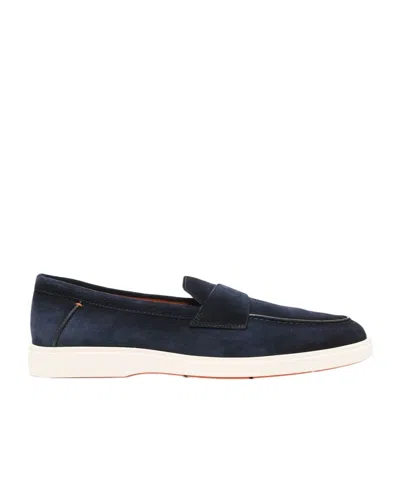 Santoni Leather Loafers In Blue