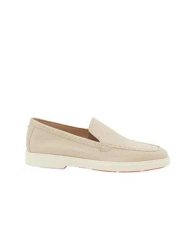 Santoni Round Head Loafer Shoes In Nude