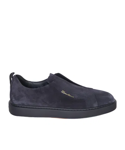 Santoni Round Head Low-cut Casual Shoes In Black