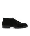 Santoni Midnight Blue Calf Suede Slip-on Shoes With Branded Insole In Gray