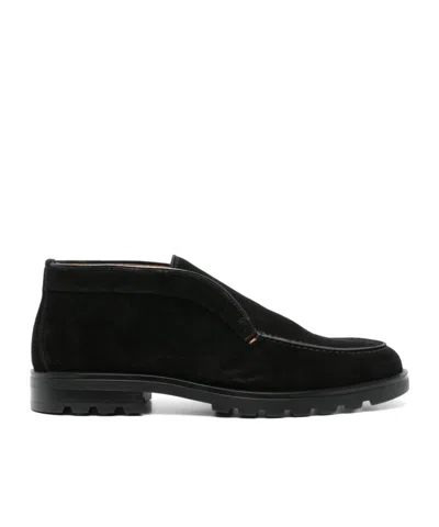 SANTONI ROUND-HEAD SHORT BOOTS
