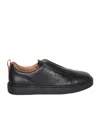 Santoni Victory Tumbled Leather Slip-on Sneakers In Black