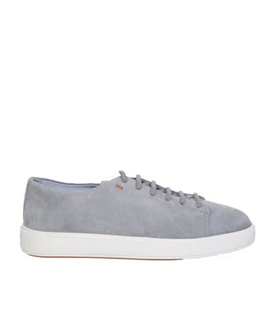 Santoni Men's Grey Suede Sneaker Gray