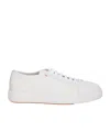 Santoni Classic Grainy Leather Sneakers In White