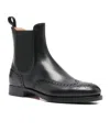 Santoni Round-toe Ankle Boots In Black