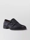 Santoni Round Toe Calf Suede Brogues With Rubber Sole In Black
