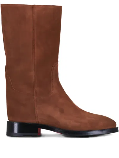 Santoni Round Toe Heeled Boots In Brown