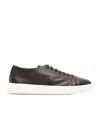 Santoni Round-toe Lace-up Sneakers In Brown