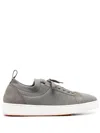 Santoni Round-toe Lace-up Sneakers In Green