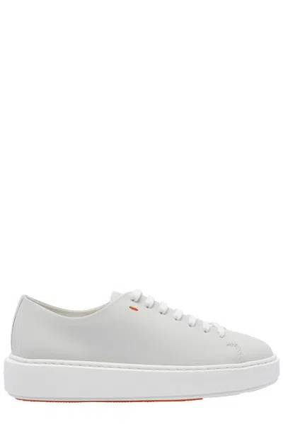 Santoni Logo Printed Lace-up Sneakers In Grey