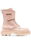 Santoni Round-toe Leather Boots In Pink