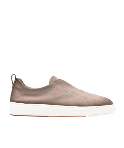 Santoni Round-toe Low-top Casual Shoes In Brown