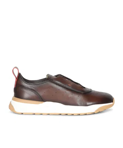 Santoni Round-toe Sneakers In Animal Print