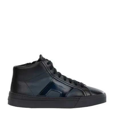 Santoni Round-toe Sneakers In Black