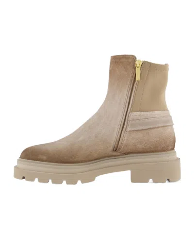 Santoni Round-toed Ankle Boots In Brown