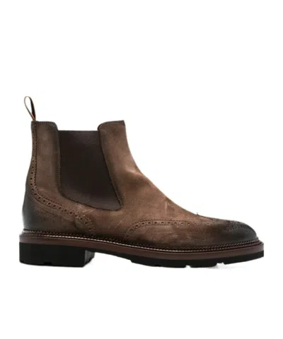 Santoni Round-toe Chelsea Boots In Brown