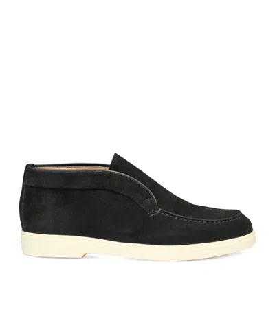 Santoni Round-toe Slip-on Loafers In Black