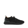 Santoni Lace-up Leather And Fabric Sneakers
