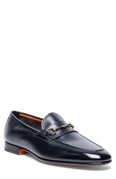 Santoni Saddle Bit Loafer In Black