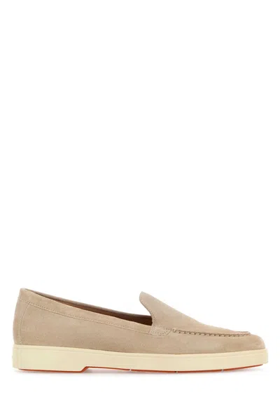 Santoni Sand Suede Yalta Loafers In Beige O Tan