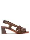 Santoni Block Heel Strappy Sandals Open Toe In Brown