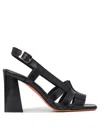 Santoni Toe Strap Sandals Buckle Detail In Black