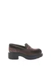 Santoni Suede Platform Loafers In Brown