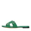 Santoni Woman Sandals Green Size 10 Leather In Verde Blu E Verdi