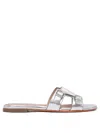 Santoni Metallic Buckle Flat Sole Open Toe Sandals
