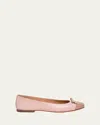 Santoni Sandy Leather Cap-toe Ballerina Flats In Pink