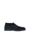 Santoni Midnight Blue Calf Suede Slip-on Shoes With Branded Insole In Blue