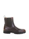 Santoni Elastic-panelled Leather Boots In Brown