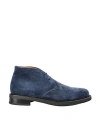 Santoni Lace Up Man Lace-up Shoes Blue Size 9 Leather