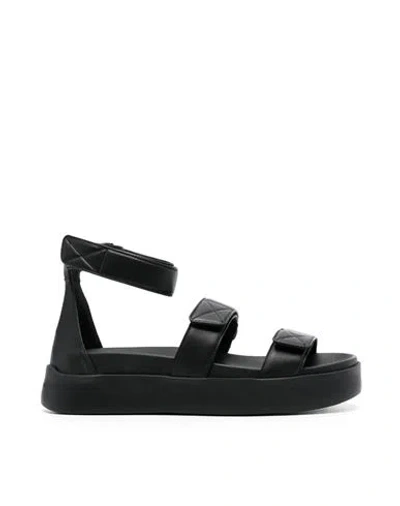 Santoni Touch-strap Leather Sandals In Black