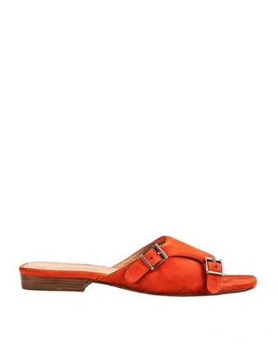 Santoni Sandals Woman Sandals Orange Size 7 Leather In Red