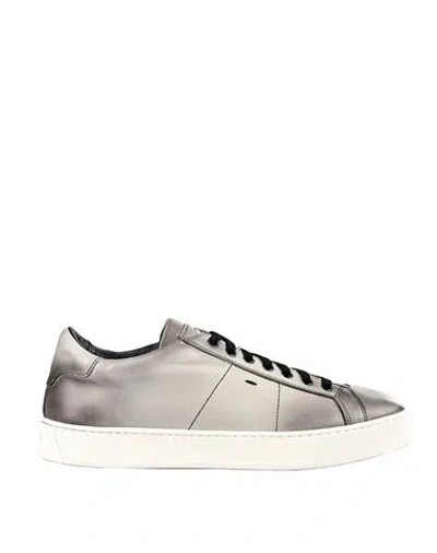 Santoni Sneakers Man Sneakers Grey Size 9 Leather In Gray