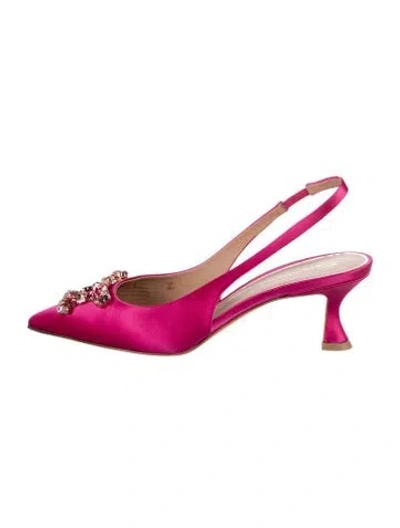 Pre-owned Santoni Satin Slingback Pumps In Purple
