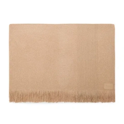 Santoni Sciarpa In Cashmere Beige Con Dettagli In Pelle Beige Miele